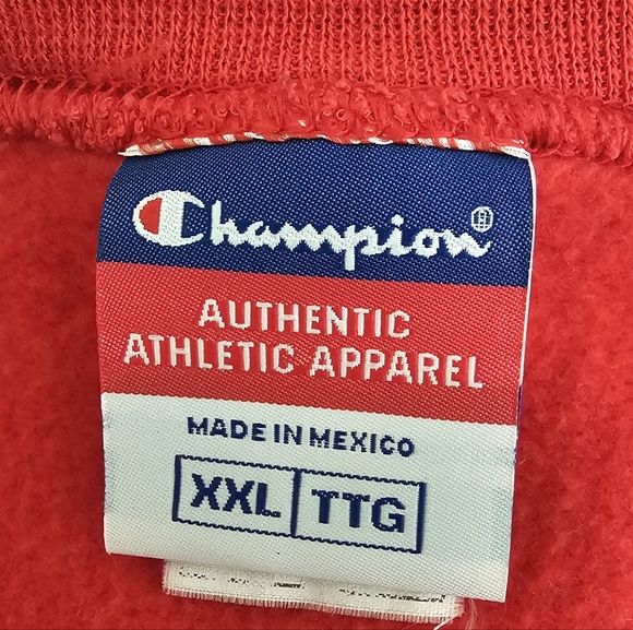 CHAMPION Men's Long Sleeve Red Pullover Sweatshirt - Picture 5 of 5